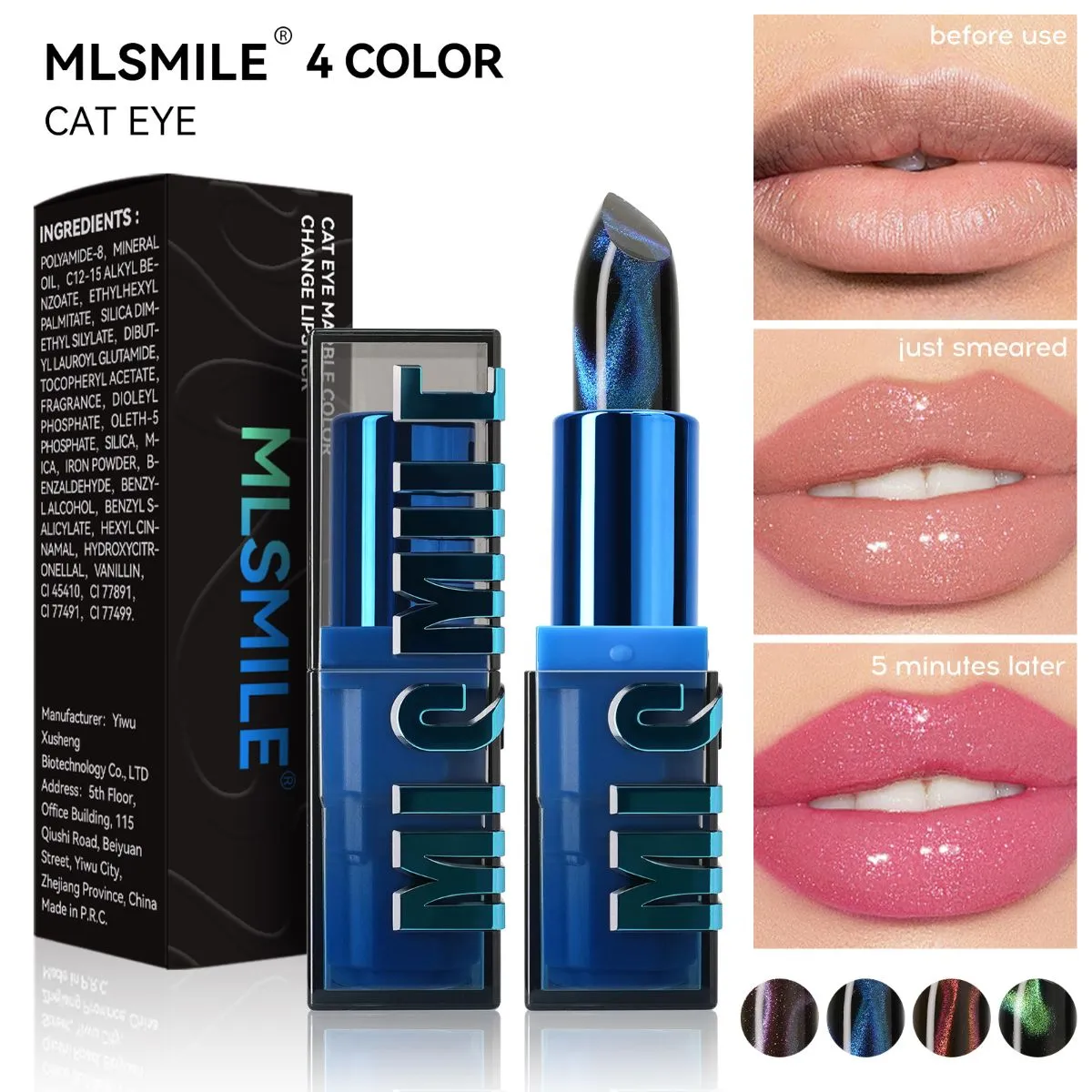 Matte Cat Eye Temperature Color Changing Lipstick – Velvet Long-Lasting Moisturizing Lip Gloss, Thermochromic pH Lip Balm with High Pigment, All-Day Hydrating Lip Makeup